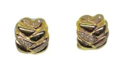 Paire De Boucles D’oreilles En Or Jaune 18 Carat Et Diamants