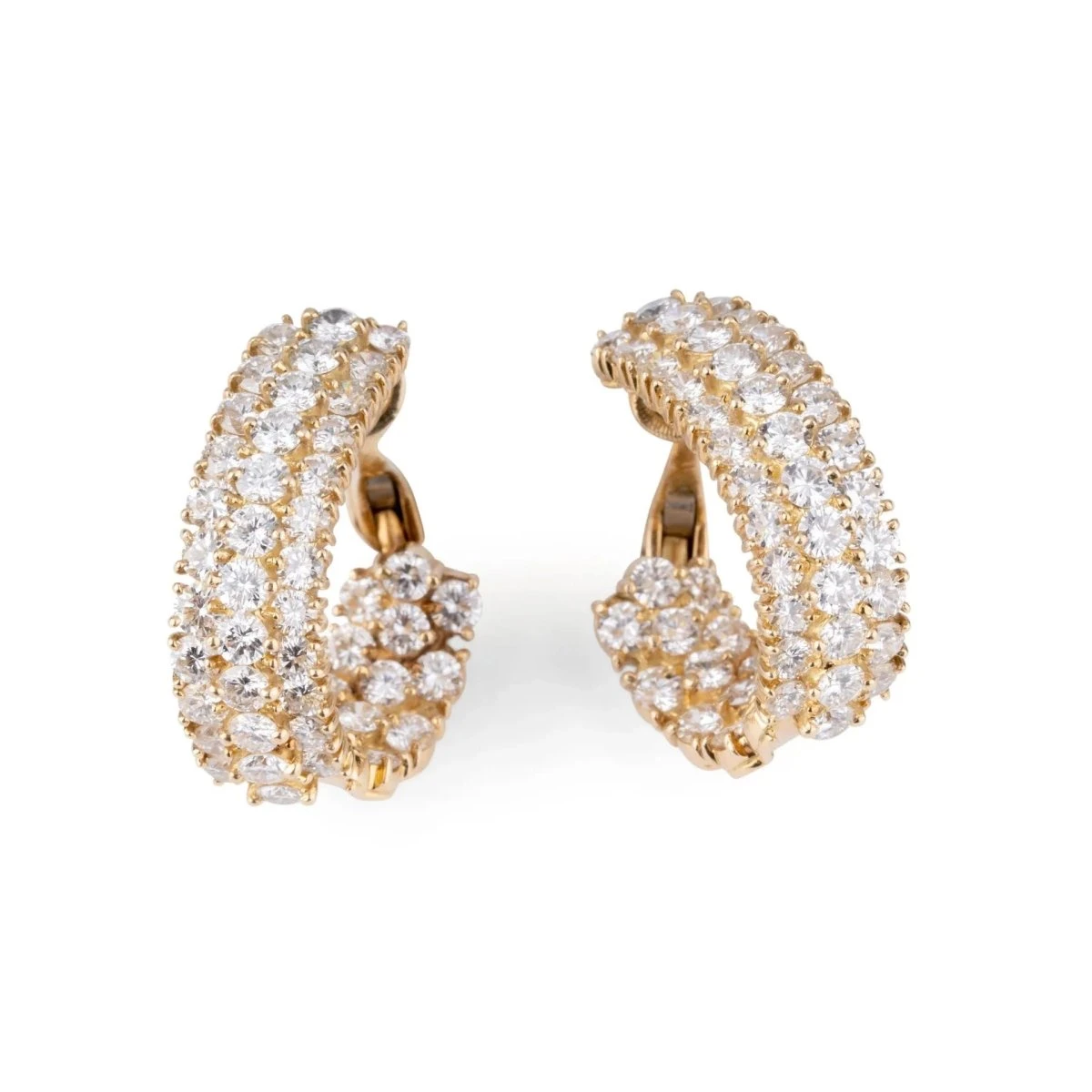 Paire De Boucles D'oreilles Sur Or Jaune En Diamants 1 Paire De Boucles D'oreilles Sur Or Jaune En Diamants