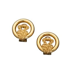 Paire De Clips D'oreilles Hermes En Or Jaune
