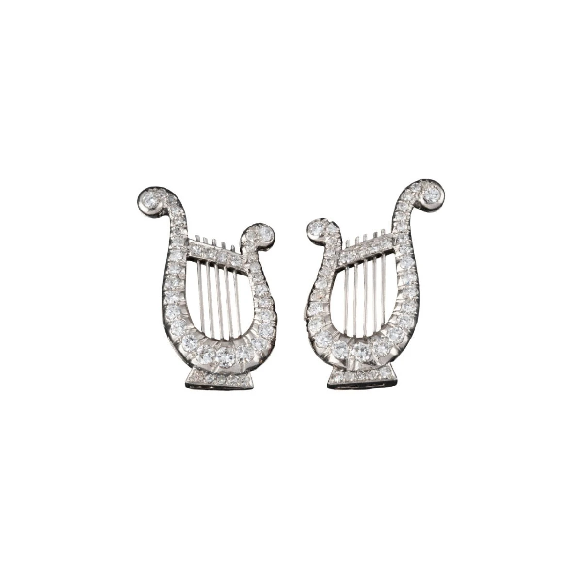 Paire De Clips D'oreilles LYRES En Diamants 1 Paire De Clips D'oreilles LYRES En Diamants
