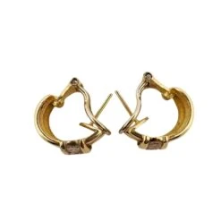 Paire De Demi Créoles En Or Jaune Et Diamants -Castafiore Boutique paire de demi creoles en or jaune et diamants 809051