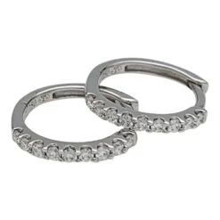 Miller Paire De Petites Créoles En Or Blanc, Diamants. 10 Miller Paire De Petites Créoles En Or Blanc, Diamants. -Castafiore Boutique paire de petites creoles en or blanc diamants 764315