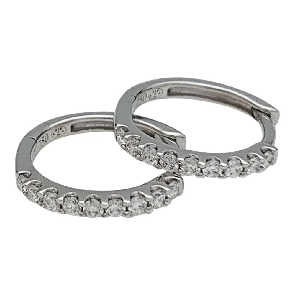 Miller Paire De Petites Créoles En Or Blanc, Diamants. 5 Miller Paire De Petites Créoles En Or Blanc, Diamants. – Image 5