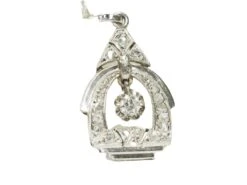Pendentif Art Déco Des Années 30 En Or Blanc Et Diamants