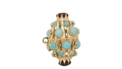 Pendentif Breloque En Or Jaune Et Turquoises -Castafiore Boutique pendentif breloque en or jaune et turquoises 669199