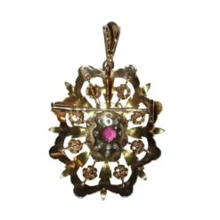 Pendentif-Broche Napoléon III,trois Ors, Grenat Et Diamant -Castafiore Boutique pendentif broche napoleon iiitrois ors grenat et diamant 577677