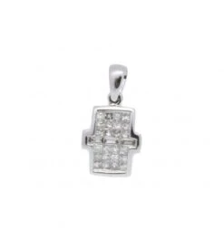 Pendentif En Or Blanc Pavé Diamants