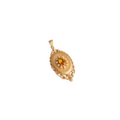 Pendentif En Or Jaune, Saphir Jaune Et Perles