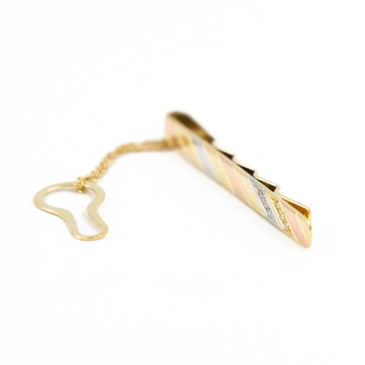 Pince à Cravate CHIMENTO En 3 Ors Pavé Diamants 4 Pince à Cravate CHIMENTO En 3 Ors Pavé Diamants – Image 4