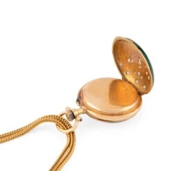 Collier Montre Gousset En Or Jaune, émail Et Diamants -Castafiore Boutique sautoir en or jaune email et diamants 820029
